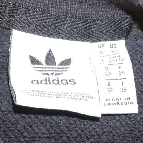 Adidas Womens Black XS Pullover Sweatshirt with Logo Print