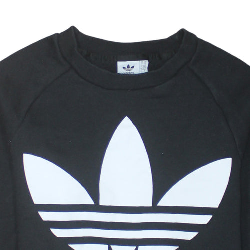 Adidas Womens Black XS Pullover Sweatshirt with Logo Print