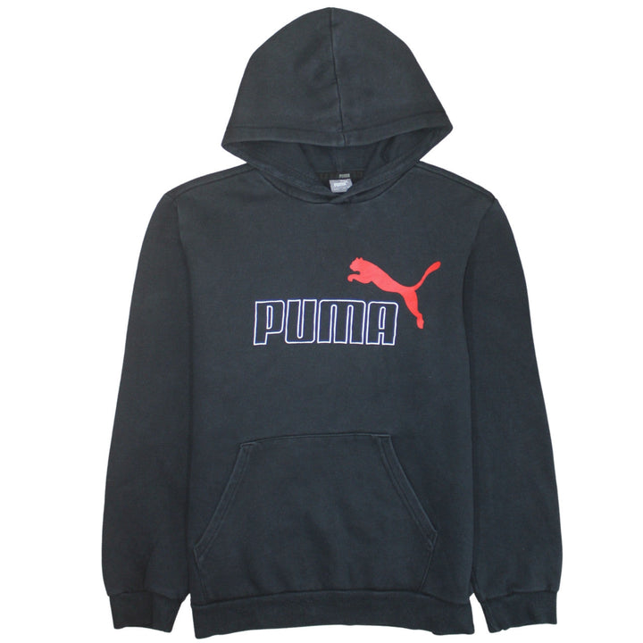 Puma Boys Black Pullover Hoodie 15-16 Years Fleece Graphic Logo Sweatshirt