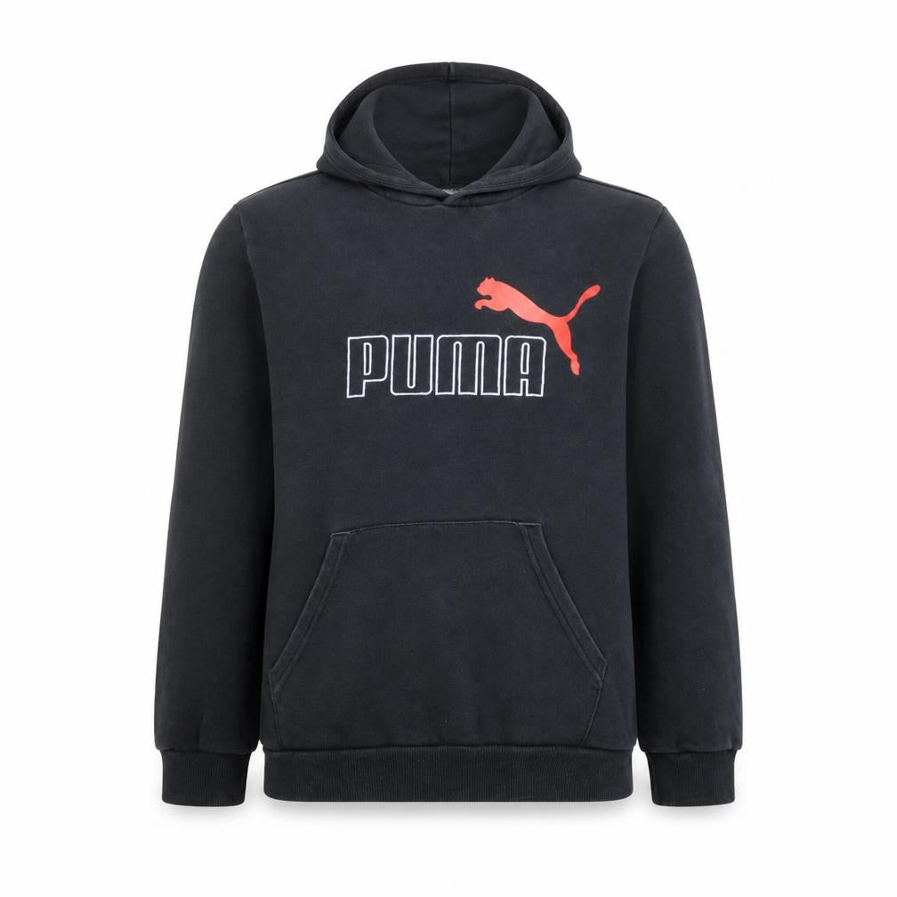 Puma Boys Black Pullover Hoodie 15-16 Years Fleece Graphic Logo Sweatshirt