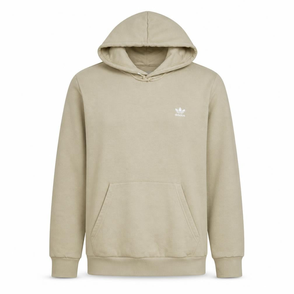 Front view of Adidas Men’s Beige Pullover Hoodie L Regular Fit Fleece Sweatshirt