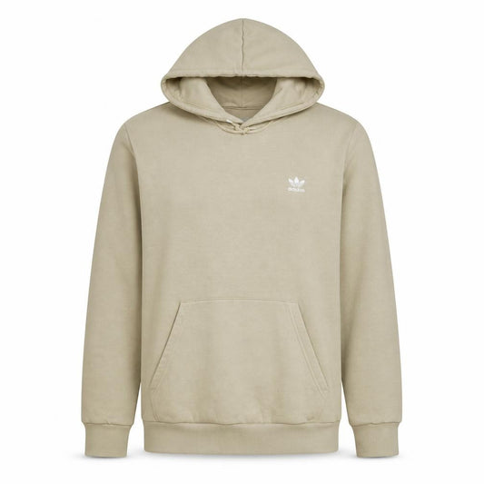 Front view of Adidas Men’s Beige Pullover Hoodie L Regular Fit Fleece Sweatshirt