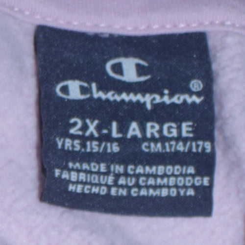 Champion Girls Pink Pullover Hoodie 15-16 Years Cotton Blend Logo Sweatshirt