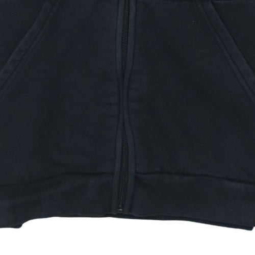 adidas Boys Black Full Zip Hoodie Size 11-12 Years Sports Casual Sweatshirt