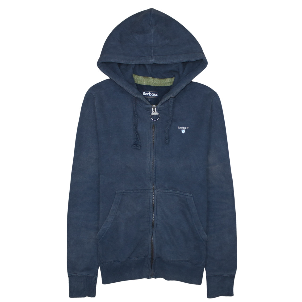 Barbour Men's Blue Full Zip Hoodie Size S Cotton Blend