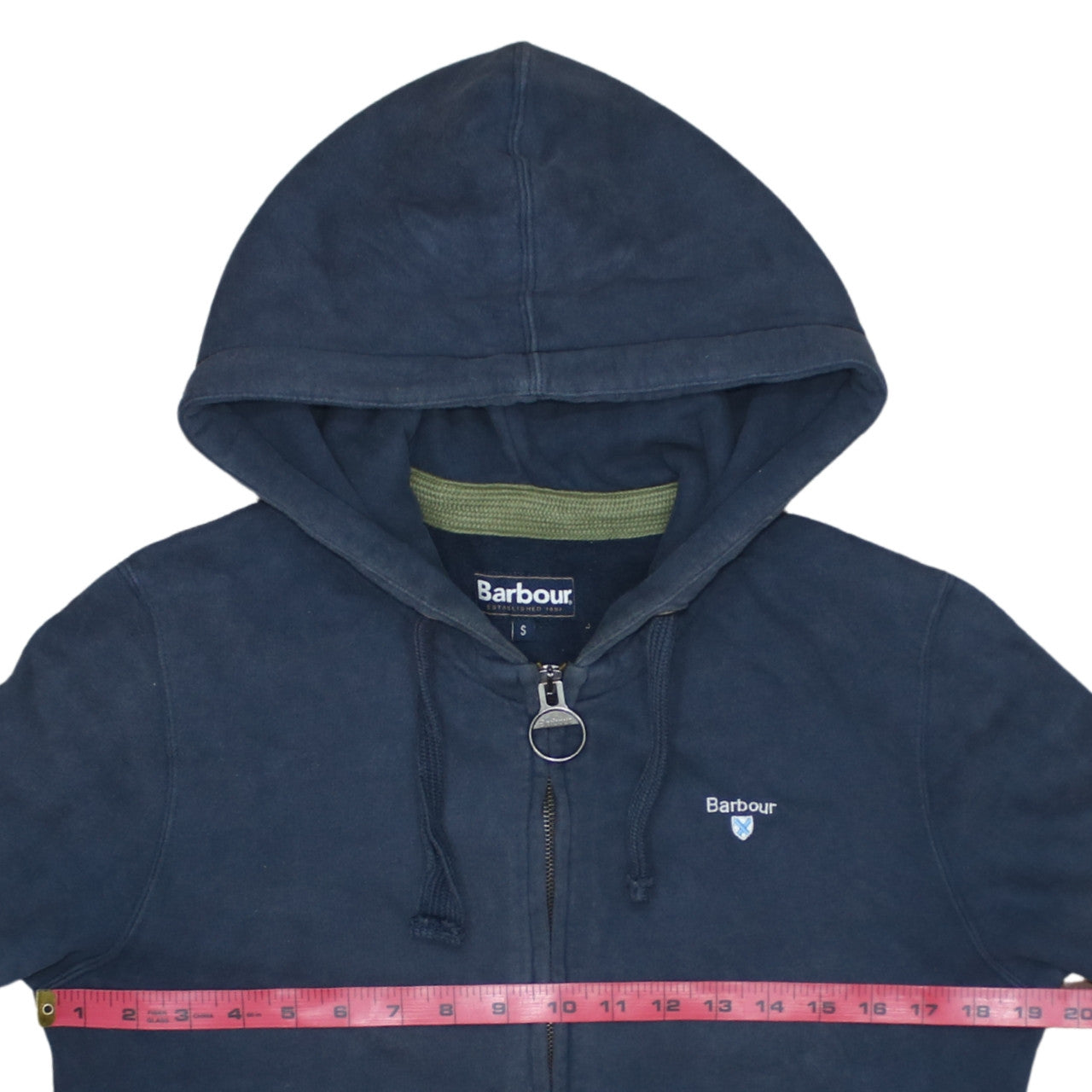 Barbour Men's Blue Full Zip Hoodie Size S Cotton Blend