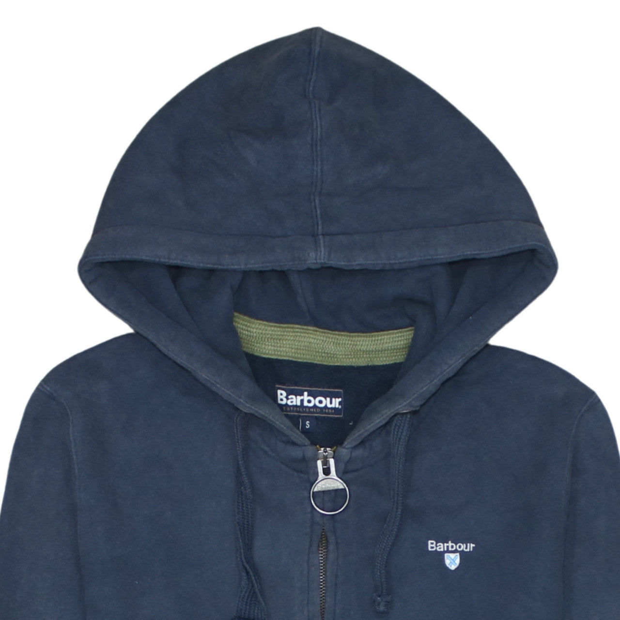Barbour Men's Blue Full Zip Hoodie Size S Cotton Blend