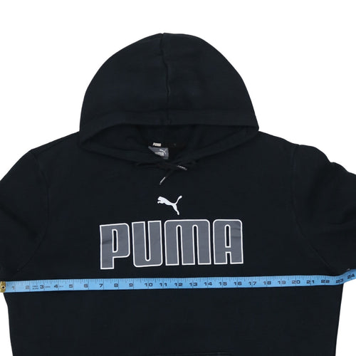 Puma Men's Black Pullover Hoodie Size L Graphic Logo Sweatshirt