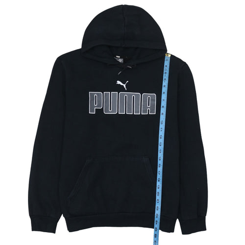 Puma Men's Black Pullover Hoodie Size L Graphic Logo Sweatshirt