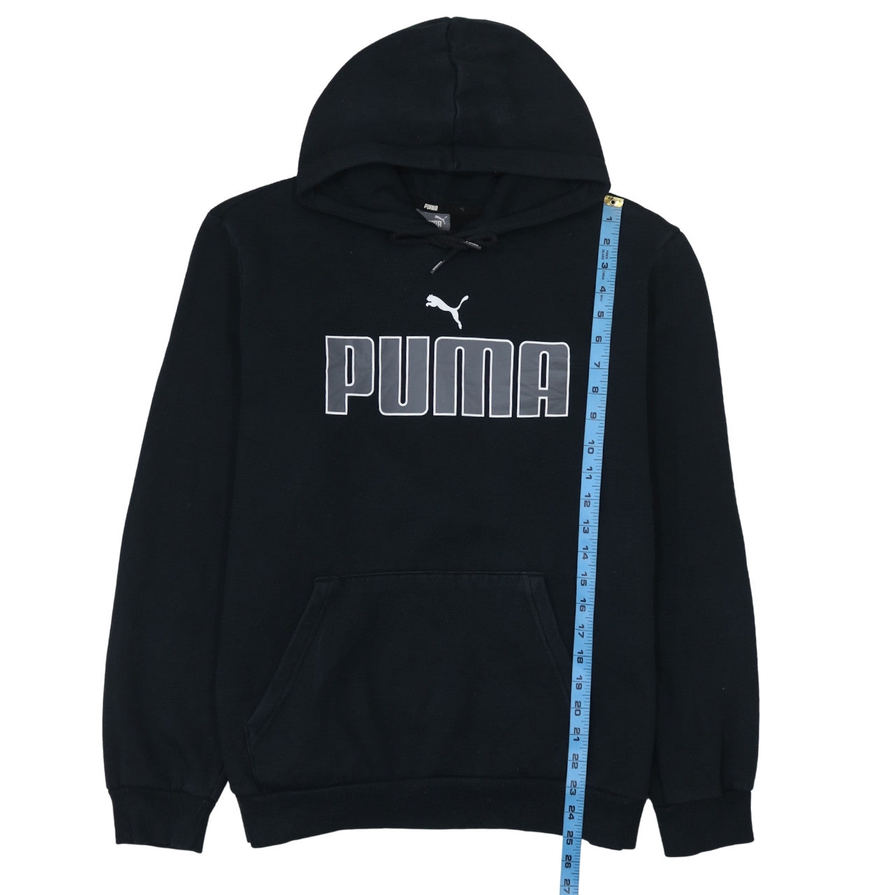 Puma Men's Black Pullover Hoodie Size L Graphic Logo Sweatshirt