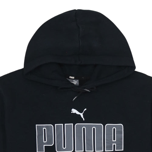 Puma Men's Black Pullover Hoodie Size L Graphic Logo Sweatshirt