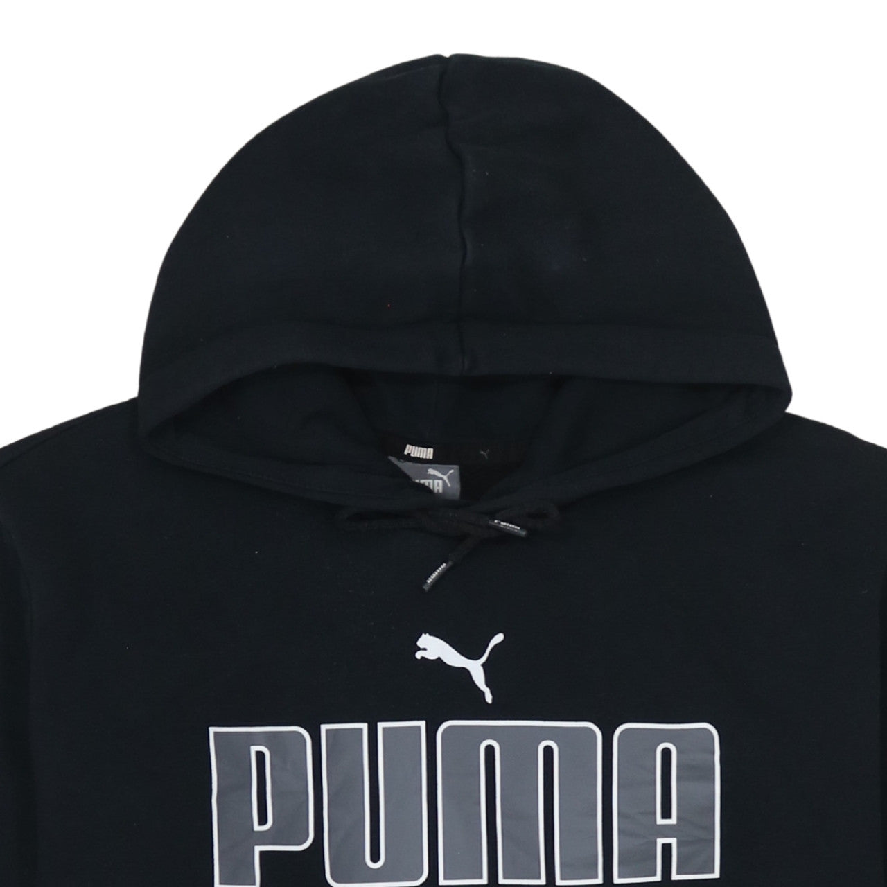 Puma Men's Black Pullover Hoodie Size L Graphic Logo Sweatshirt