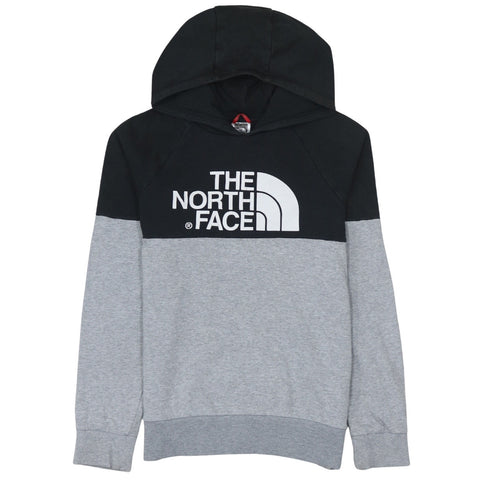 The North Face Boys Grey & Black Pullover Hoodie L Logo Sweatshirt