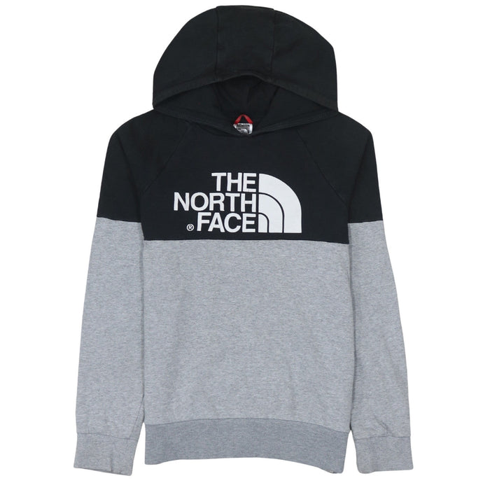 The North Face Boys Grey & Black Pullover Hoodie L Logo Sweatshirt