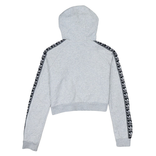 Adidas Womens Grey Crop Hoodie XS Logo Tape Sleeve Hooded Sweatshirt