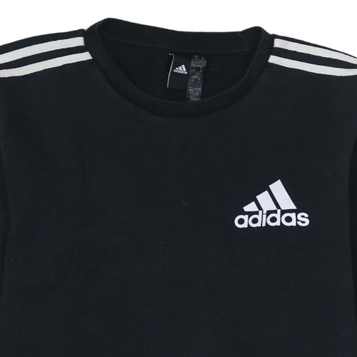 Adidas Men's Black Small Crew Neck Pullover Sweatshirt
