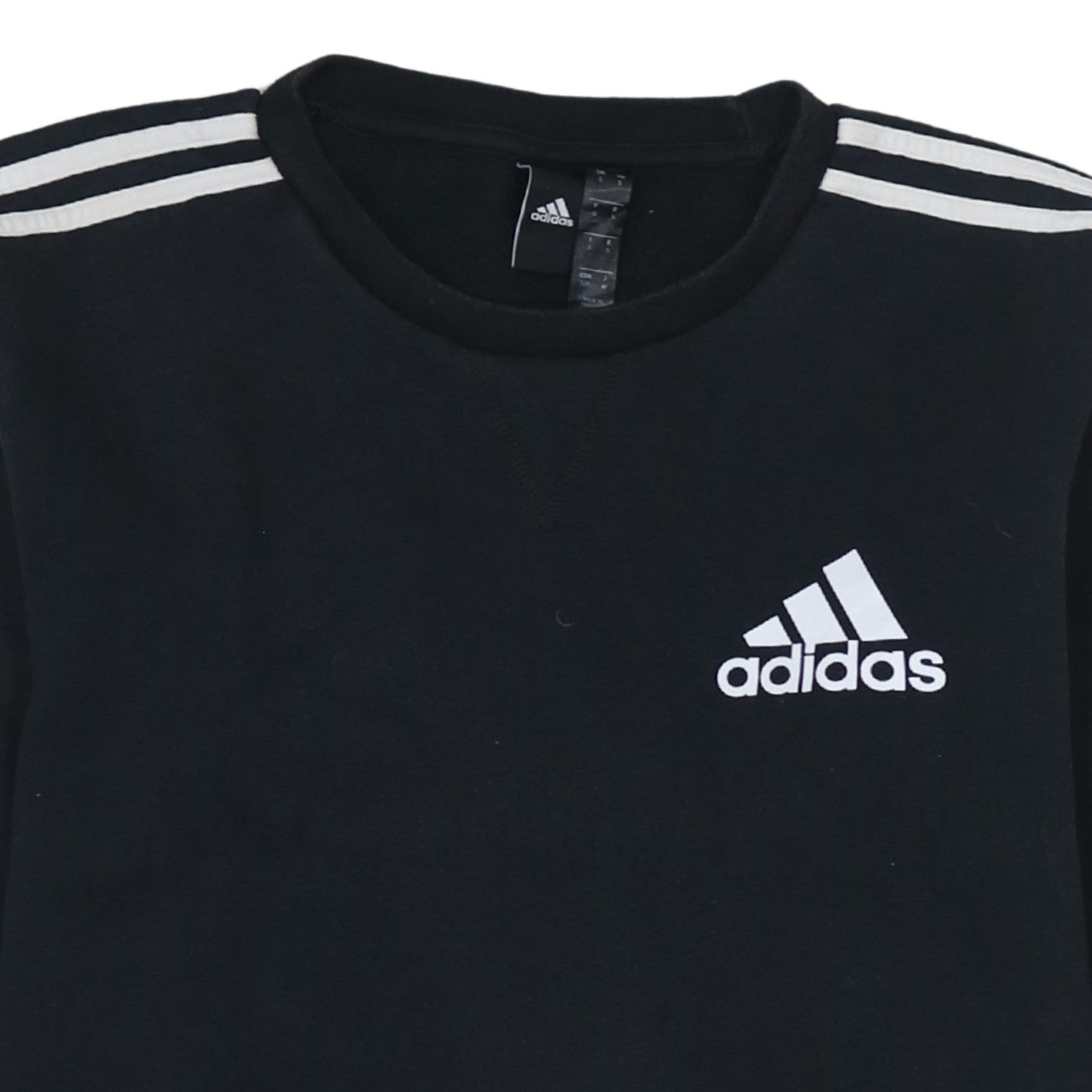 Adidas Men's Black Small Crew Neck Pullover Sweatshirt