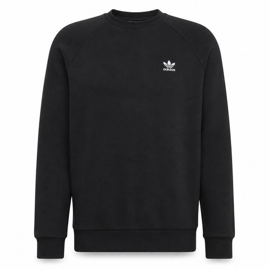 Front view of Adidas Men's Black Crew Neck Fleece Sweatshirt, size S