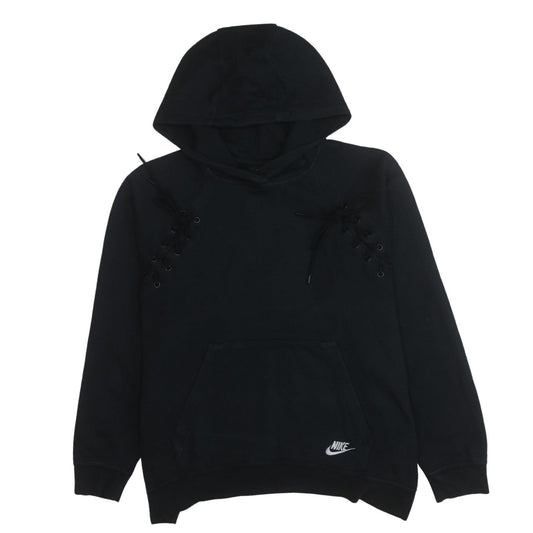 Nike Women Black Lace Up Pullover Hoodie Medium Cotton Blend