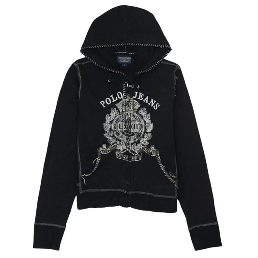 Polo Jeans Company by Ralph Lauren Womens Black Full Zip Hoodie L