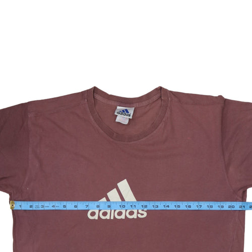 Adidas Men's Brown Logo Graphic Short Sleeve Cotton T-Shirt M