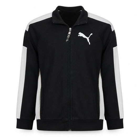 Front view of Puma Teens Black Full Zip Sports Sweatshirt L