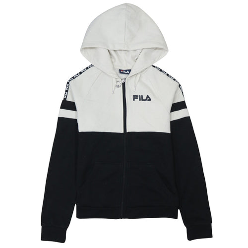 FILA Men’s Black & White Full Zip Hoodie Size S Regular Fit