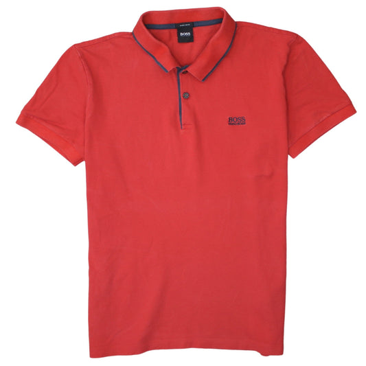 Hugo Boss Men's Red Regular Fit Cotton Polo Shirt Size L