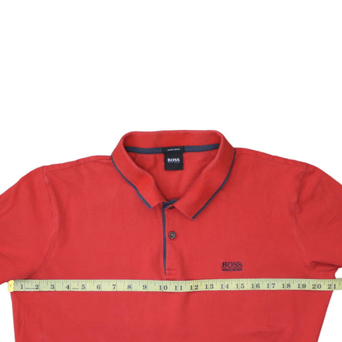 Hugo Boss Men's Red Regular Fit Cotton Polo Shirt Size L