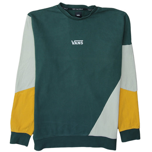 Vans Men's Green Colour Block Pullover Sweatshirt XL