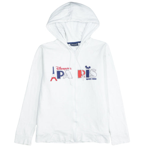 Disneyland Paris White XL Women's Full Zip Hoodie with Mickey Design