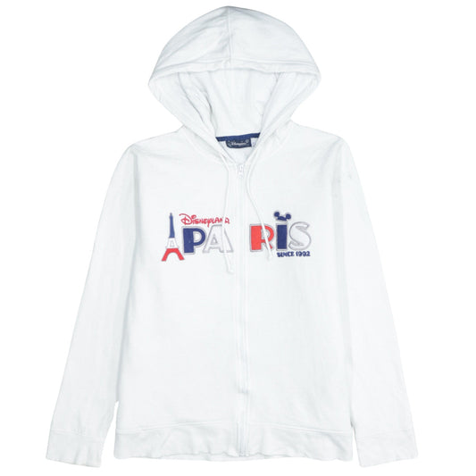 Disneyland Paris White XL Women's Full Zip Hoodie with Mickey Design