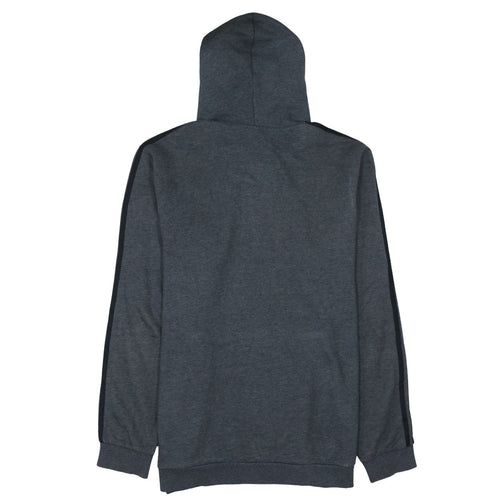 Adidas Men’s Grey XL Pullover Hoodie with Logo Stripes