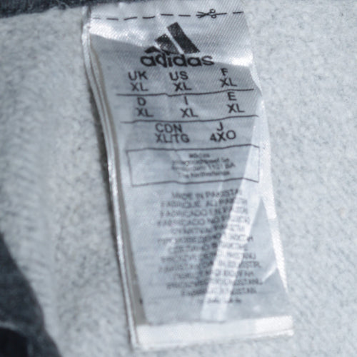 Adidas Men’s Grey XL Pullover Hoodie with Logo Stripes