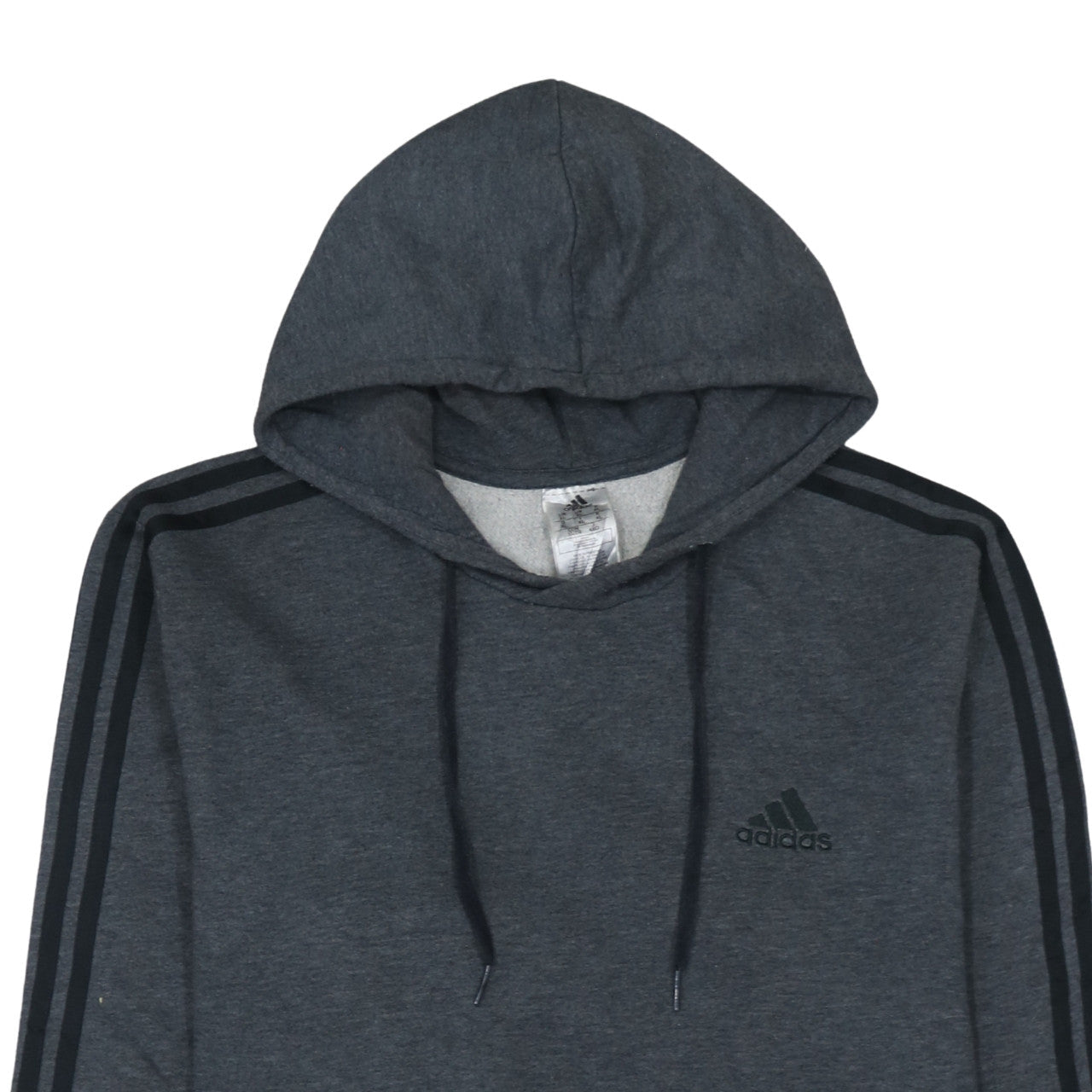 Adidas Men’s Grey XL Pullover Hoodie with Logo Stripes
