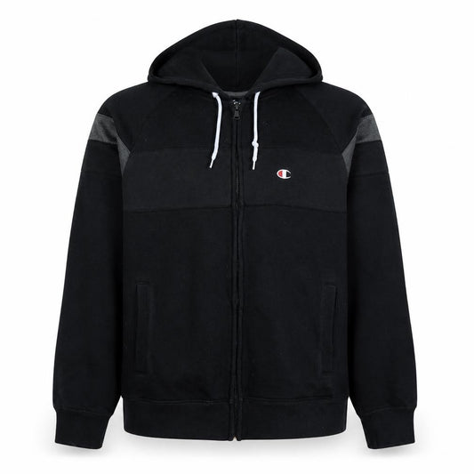 Front view of Champion men’s black full zip hoodie medium sports casual