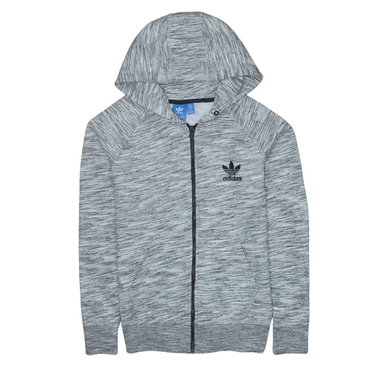 Adidas Women Grey Full Zip Hoodie Size 10 UK Hooded Sweatshirt