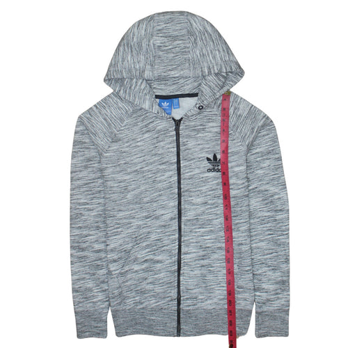 Adidas Women Grey Full Zip Hoodie Size 10 UK Hooded Sweatshirt