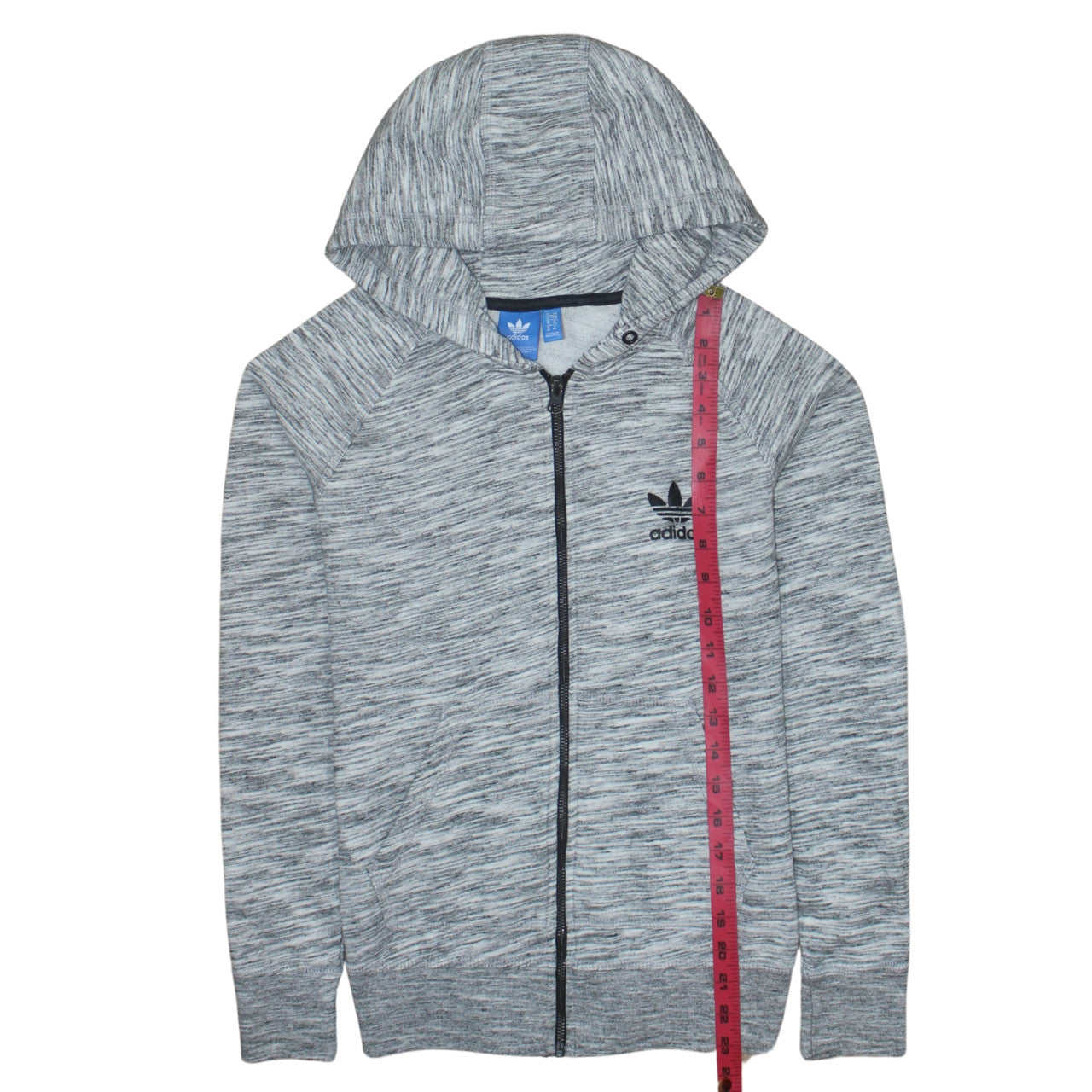 Adidas Women Grey Full Zip Hoodie Size 10 UK Hooded Sweatshirt
