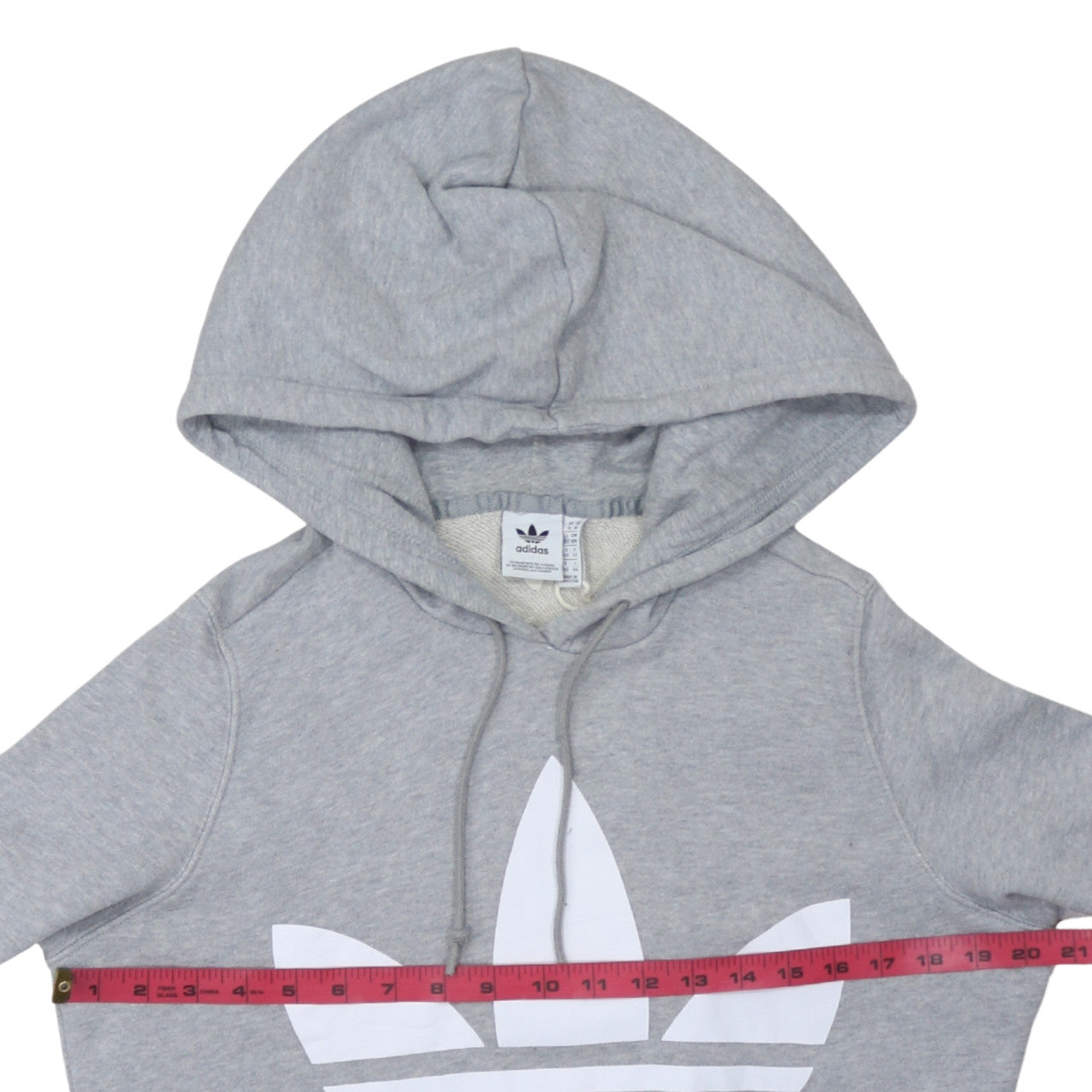 Adidas Women Grey Pullover Hoodie Size 14 Logo Print Cotton Blend