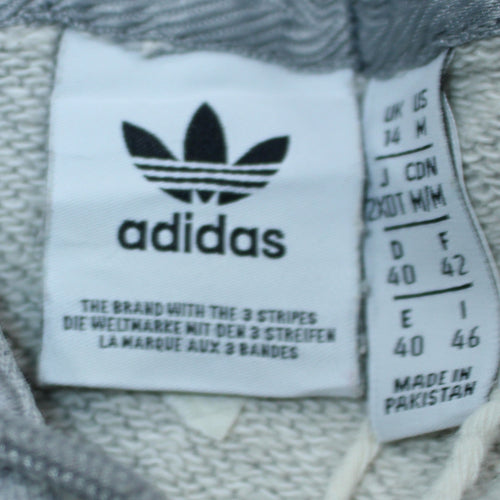 Adidas Women Grey Pullover Hoodie Size 14 Logo Print Cotton Blend