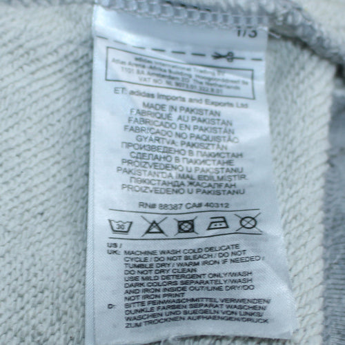 Adidas Women Grey Pullover Hoodie Size 14 Logo Print Cotton Blend