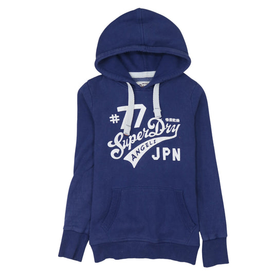 Superdry Women Blue Small Hoodie Pullover Vintage Logo Cotton