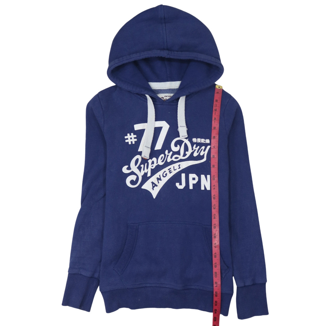 Superdry Women Blue Small Hoodie Pullover Vintage Logo Cotton