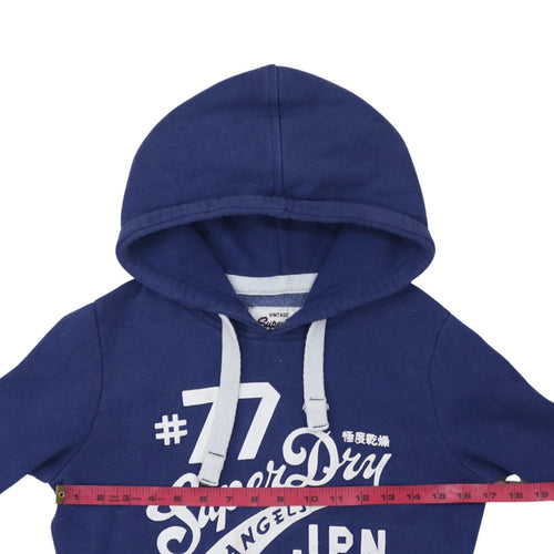 Superdry Women Blue Small Hoodie Pullover Vintage Logo Cotton