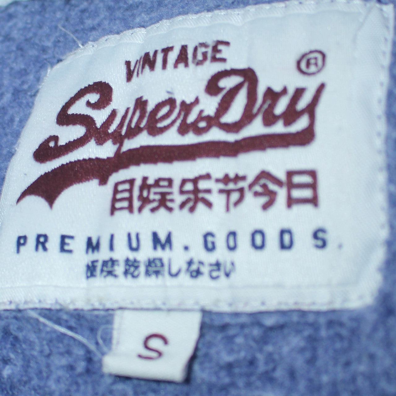 Superdry Women Blue Small Hoodie Pullover Vintage Logo Cotton