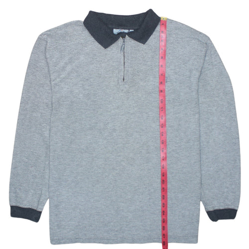 Brice Men's Grey Collared 1/2 Zip Knit Sweatshirt Size L