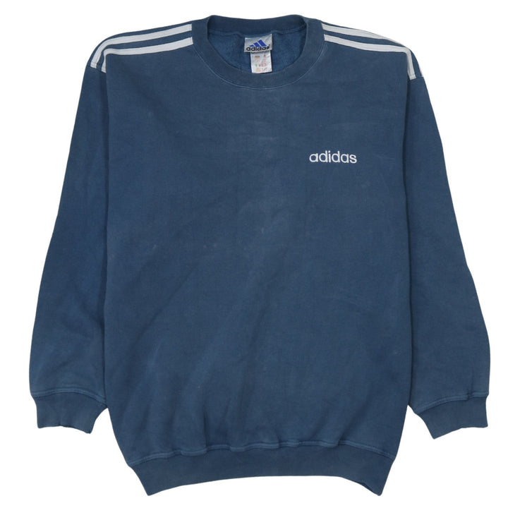 Adidas Mens Blue Embroidered Logo Pullover Sweatshirt Size L