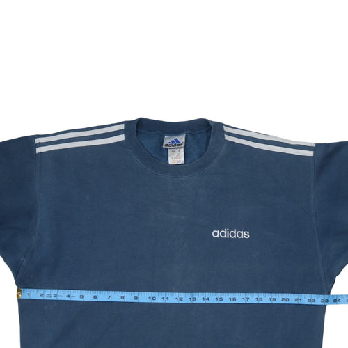 Adidas Mens Blue Embroidered Logo Pullover Sweatshirt Size L