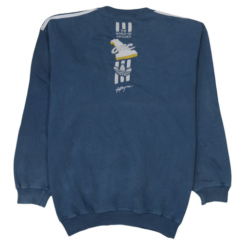 Adidas Mens Blue Embroidered Logo Pullover Sweatshirt Size L